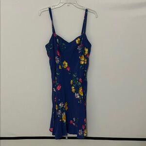 Floral Blue Dress with Spaghetti Straps